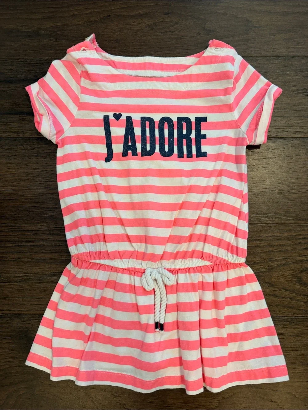 OshKosh B'gosh Pink and White Striped Knit Tee Dress Size 5 - C34-082